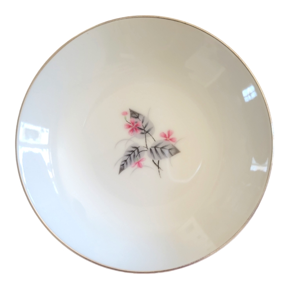 Vtg 50's Lyrics By Narumi Fine China Japan Pink Gray Sauce Dip Dish Bowl